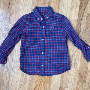 Boys 4T button down flannel blue/red/white